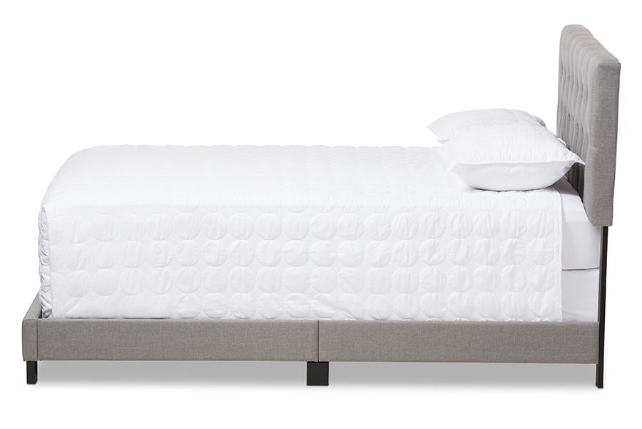 Baxton Studio Cassandra Modern and Contemporary Light Grey Fabric Upholstered King Size Bed