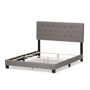 Baxton Studio Cassandra Modern and Contemporary Light Grey Fabric Upholstered King Size Bed