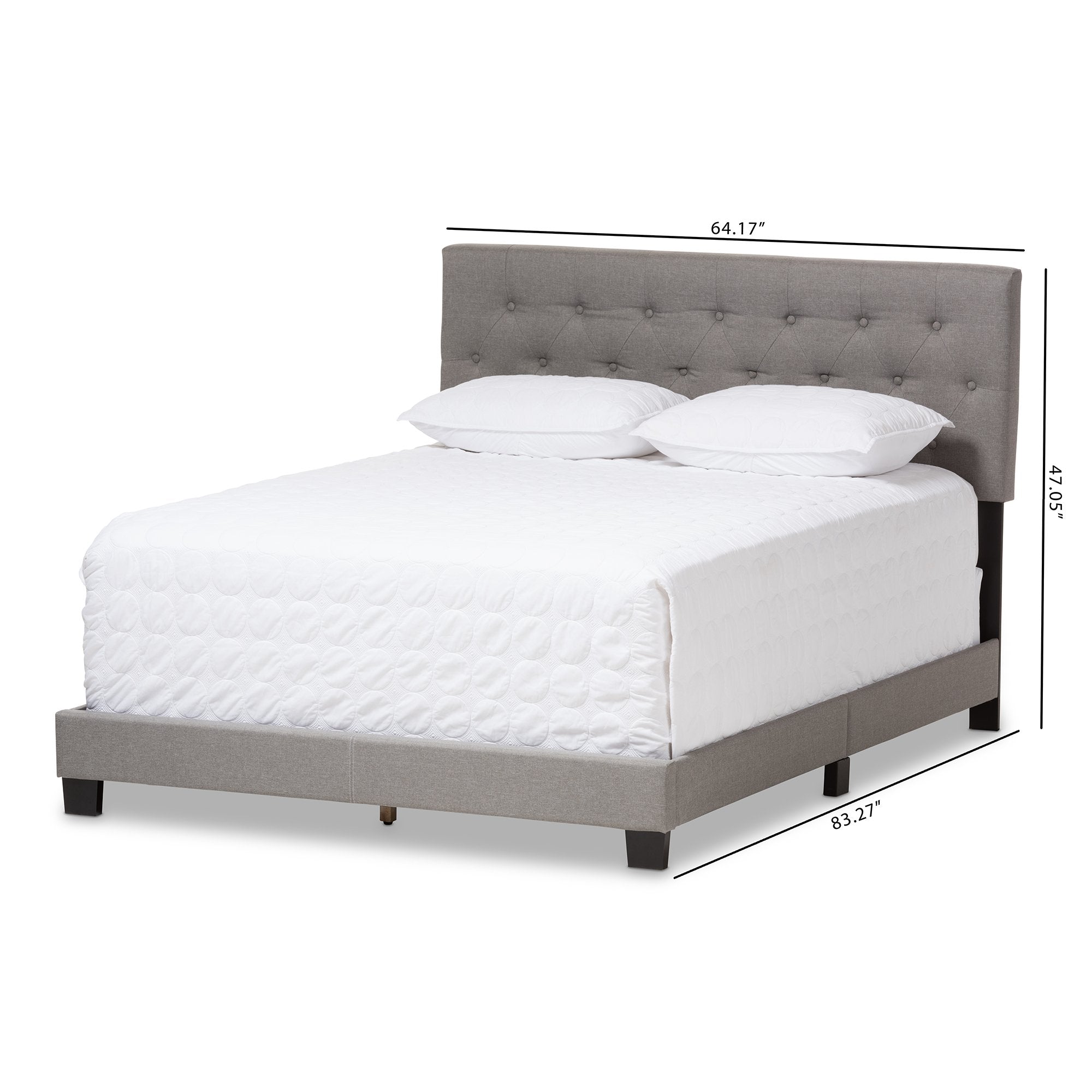 Baxton Studio Cassandra Modern and Contemporary Light Grey Fabric Upholstered King Size Bed