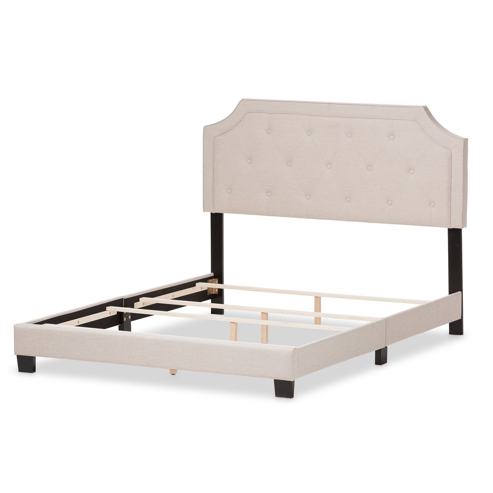 Baxton Studio Willis Modern and Contemporary Light Beige Fabric Upholstered King Size Bed