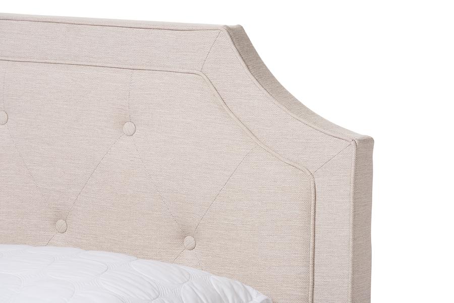 Baxton Studio Willis Modern and Contemporary Light Beige Fabric Upholstered Queen Size Bed