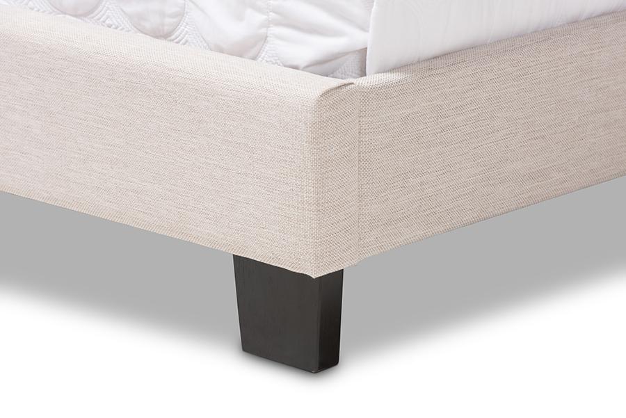 Baxton Studio Willis Modern and Contemporary Light Beige Fabric Upholstered Queen Size Bed