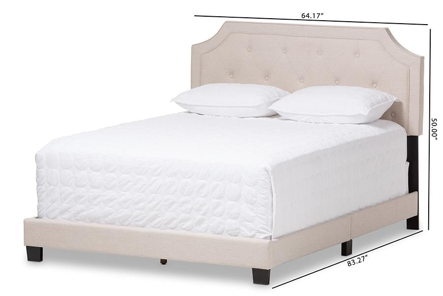 Baxton Studio Willis Modern and Contemporary Light Beige Fabric Upholstered King Size Bed