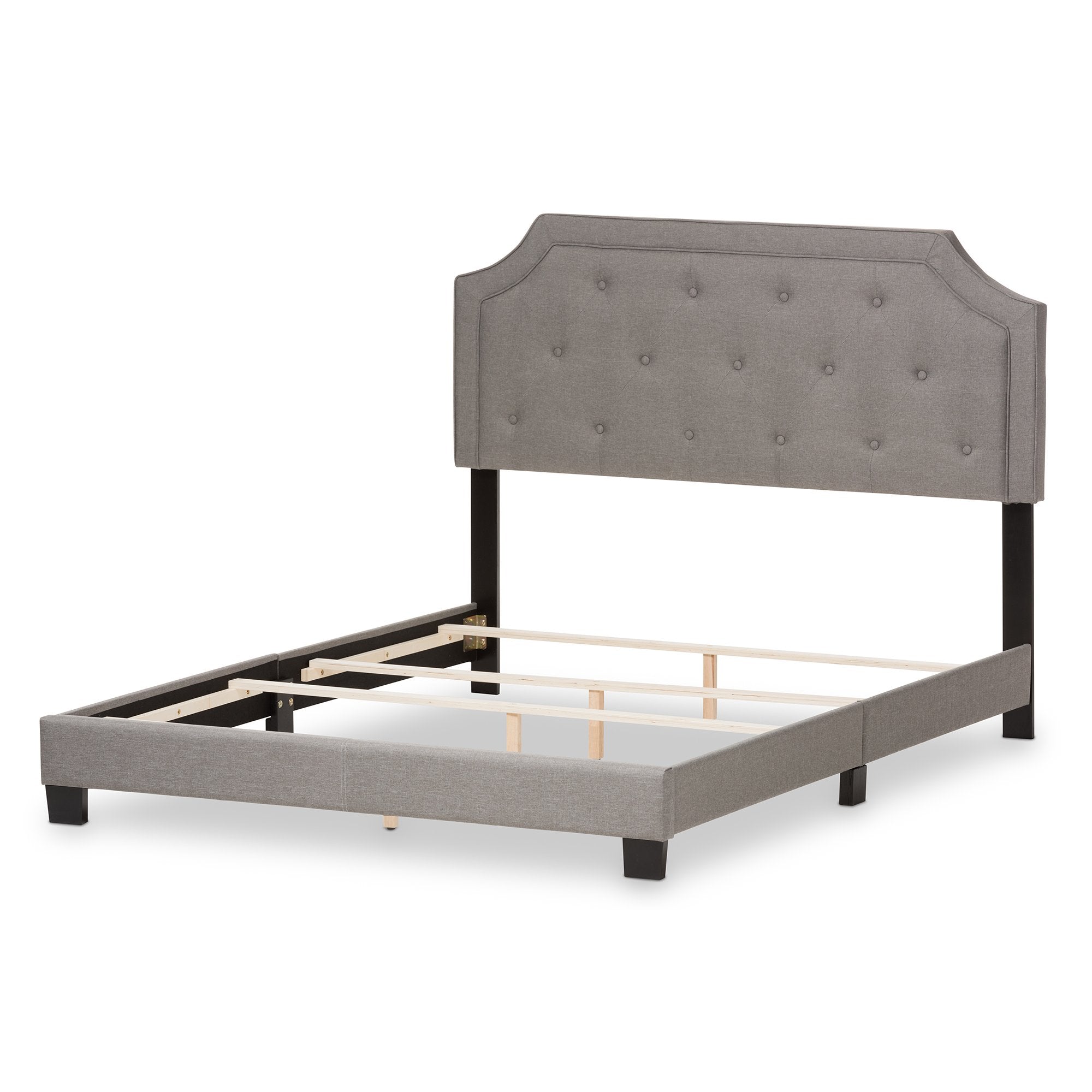 Baxton Studio Willis Modern and Contemporary Light Grey Fabric Upholstered King Size Bed