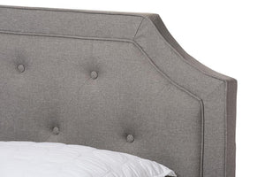 Baxton Studio Willis Modern and Contemporary Light Grey Fabric Upholstered King Size Bed