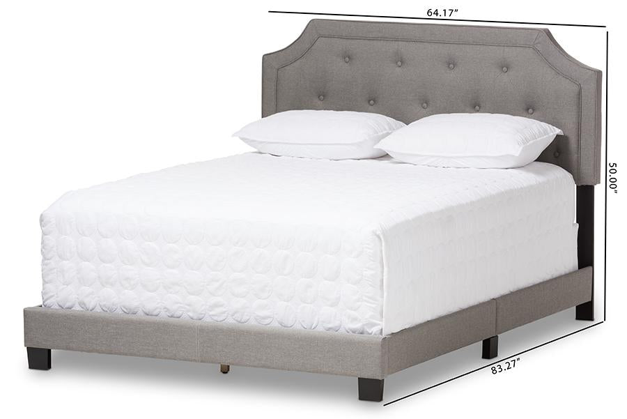 Baxton Studio Willis Modern and Contemporary Light Grey Fabric Upholstered King Size Bed