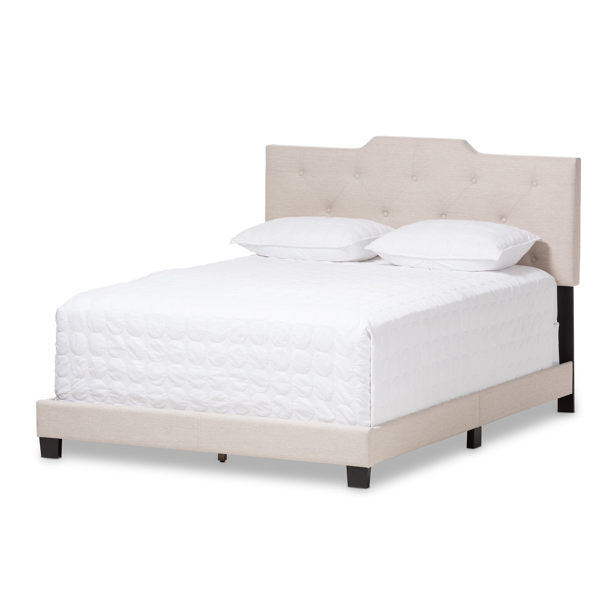 Baxton Studio Brunswick Modern and Contemporary Light Beige Fabric Upholstered King Size Bed