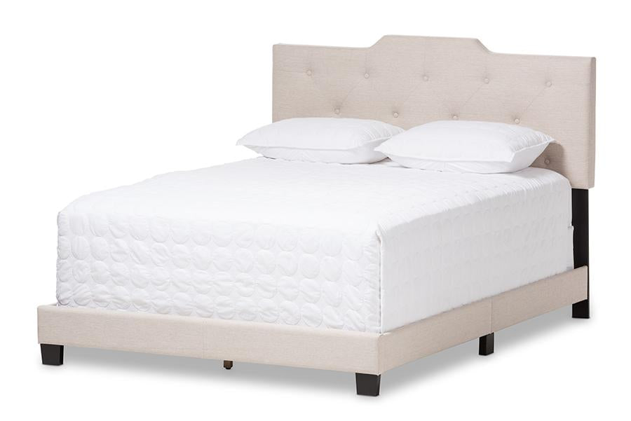 Baxton Studio Brunswick Modern and Contemporary Light Beige Fabric Upholstered Queen Size Bed