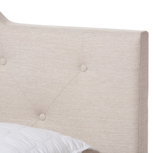 Baxton Studio Brunswick Modern and Contemporary Light Beige Fabric Upholstered King Size Bed