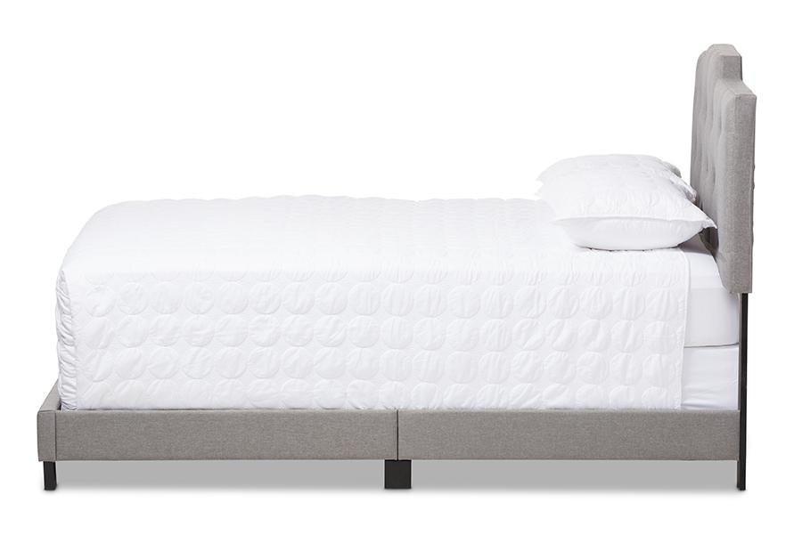 Baxton Studio Brunswick Modern and Contemporary Light Grey Fabric Upholstered Queen Size Bed