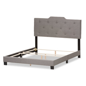 Baxton Studio Brunswick Modern and Contemporary Light Grey Fabric Upholstered King Size Bed