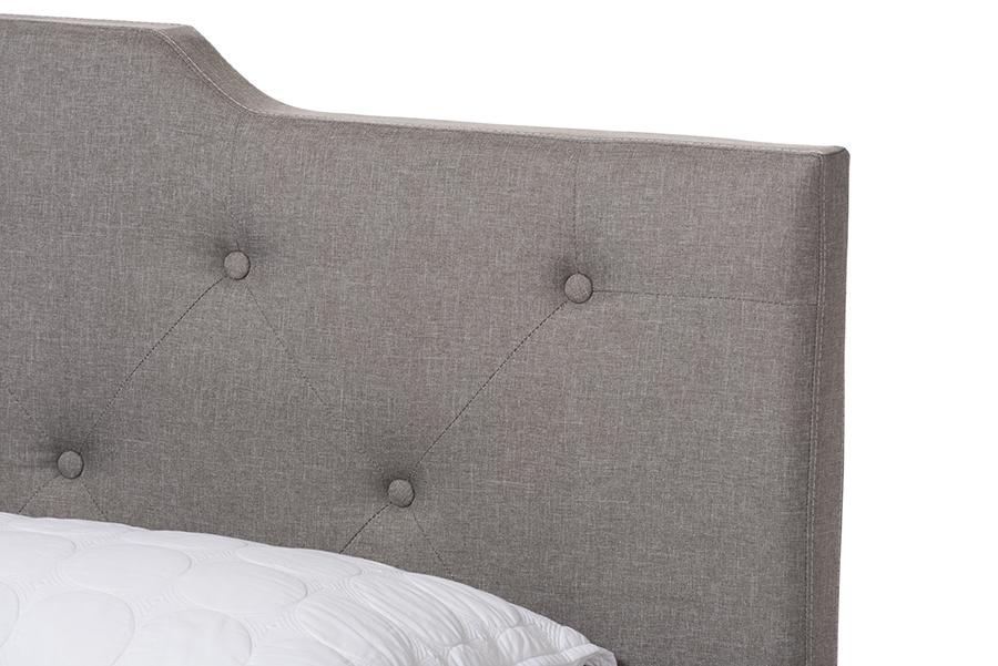 Baxton Studio Brunswick Modern and Contemporary Light Grey Fabric Upholstered King Size Bed