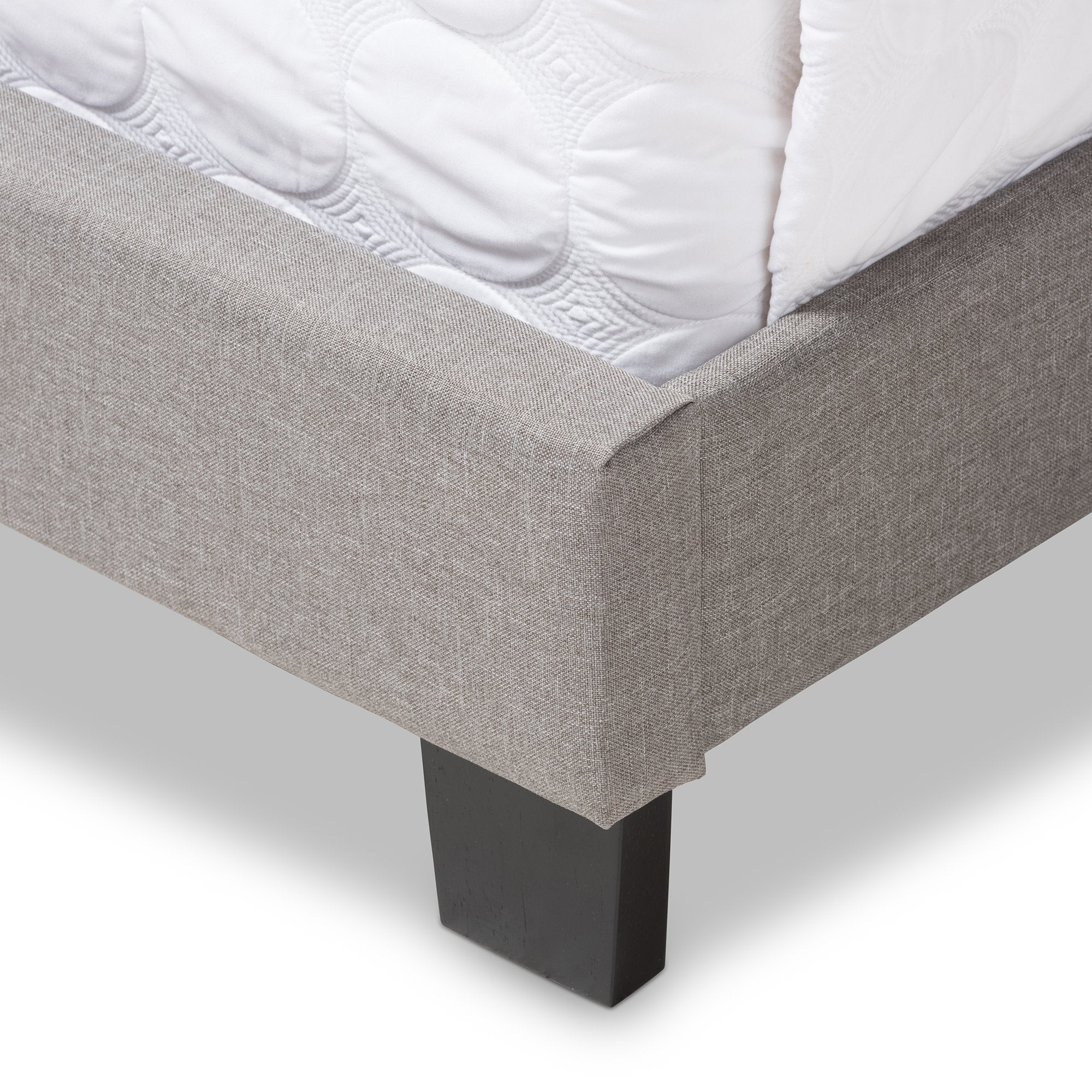 Baxton Studio Brunswick Modern and Contemporary Light Grey Fabric Upholstered Queen Size Bed