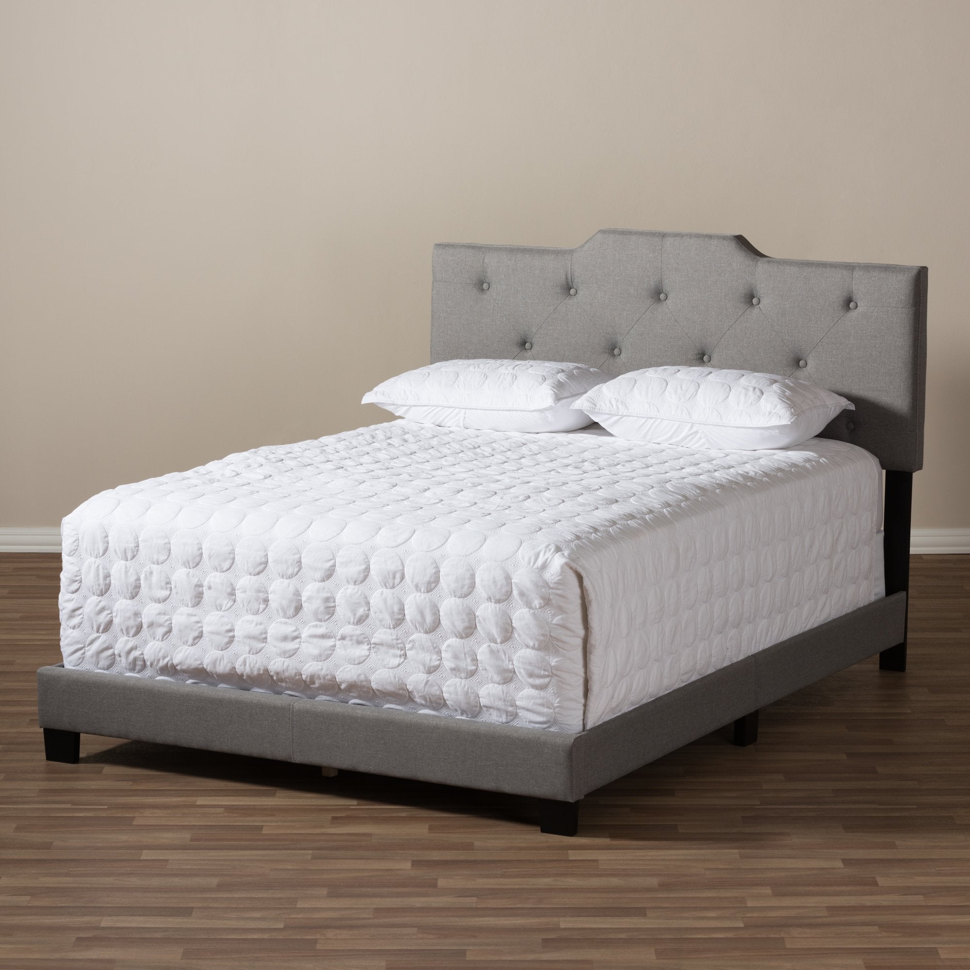 Baxton Studio Brunswick Modern and Contemporary Light Grey Fabric Upholstered Queen Size Bed