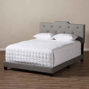 Baxton Studio Brunswick Modern and Contemporary Light Grey Fabric Upholstered Queen Size Bed