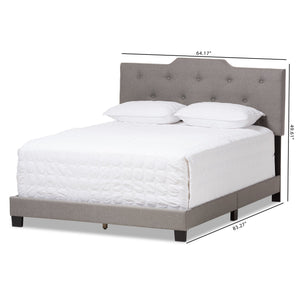 Baxton Studio Brunswick Modern and Contemporary Light Grey Fabric Upholstered King Size Bed