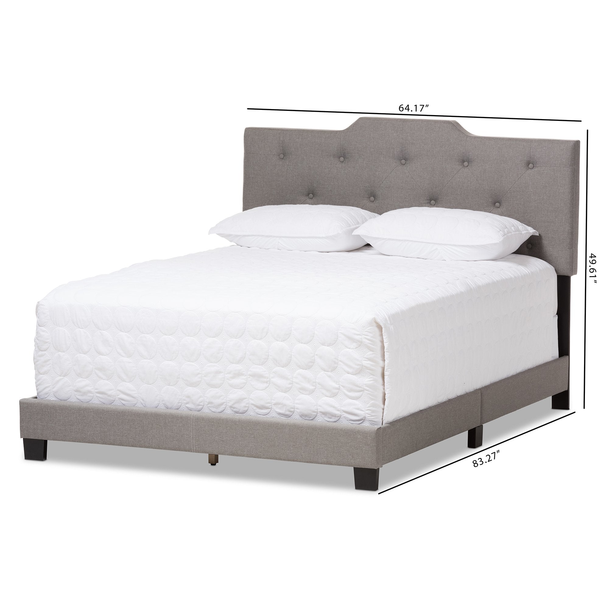 Baxton Studio Brunswick Modern and Contemporary Light Grey Fabric Upholstered Queen Size Bed