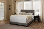 Baxton Studio Brookfield Modern and Contemporary Grey Fabric Upholstered Grid-tufting King Size Bed