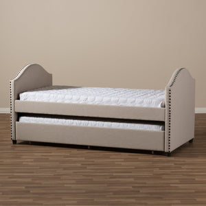 Baxton Studio Alessia Modern and Contemporary Beige Fabric Upholstered Daybed with Guest Trundle Bed