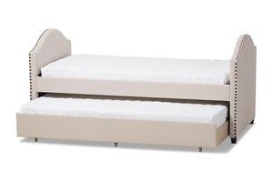 Baxton Studio Alessia Modern and Contemporary Beige Fabric Upholstered Daybed with Guest Trundle Bed