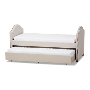 Baxton Studio Alessia Modern and Contemporary Beige Fabric Upholstered Daybed with Guest Trundle Bed