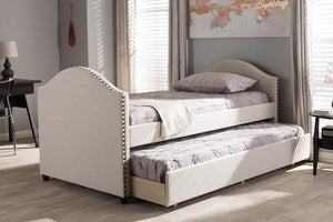 Baxton Studio Alessia Modern and Contemporary Beige Fabric Upholstered Daybed with Guest Trundle Bed