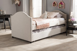 Baxton Studio Alessia Modern and Contemporary Beige Fabric Upholstered Daybed with Guest Trundle Bed