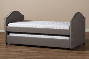 Baxton Studio Alessia Modern and Contemporary Grey Fabric Upholstered Daybed with Guest Trundle Bed