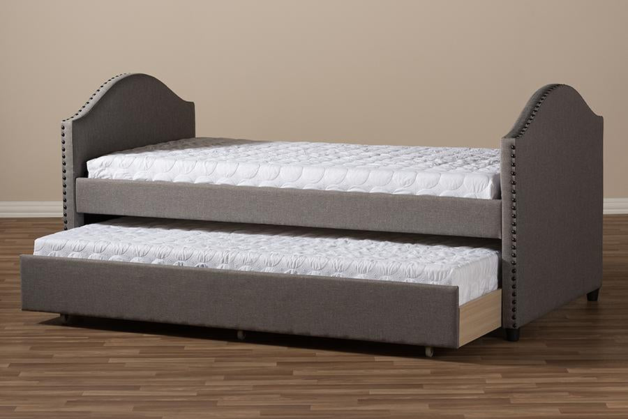 Baxton Studio Alessia Modern and Contemporary Grey Fabric Upholstered Daybed with Guest Trundle Bed