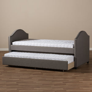 Baxton Studio Alessia Modern and Contemporary Grey Fabric Upholstered Daybed with Guest Trundle Bed