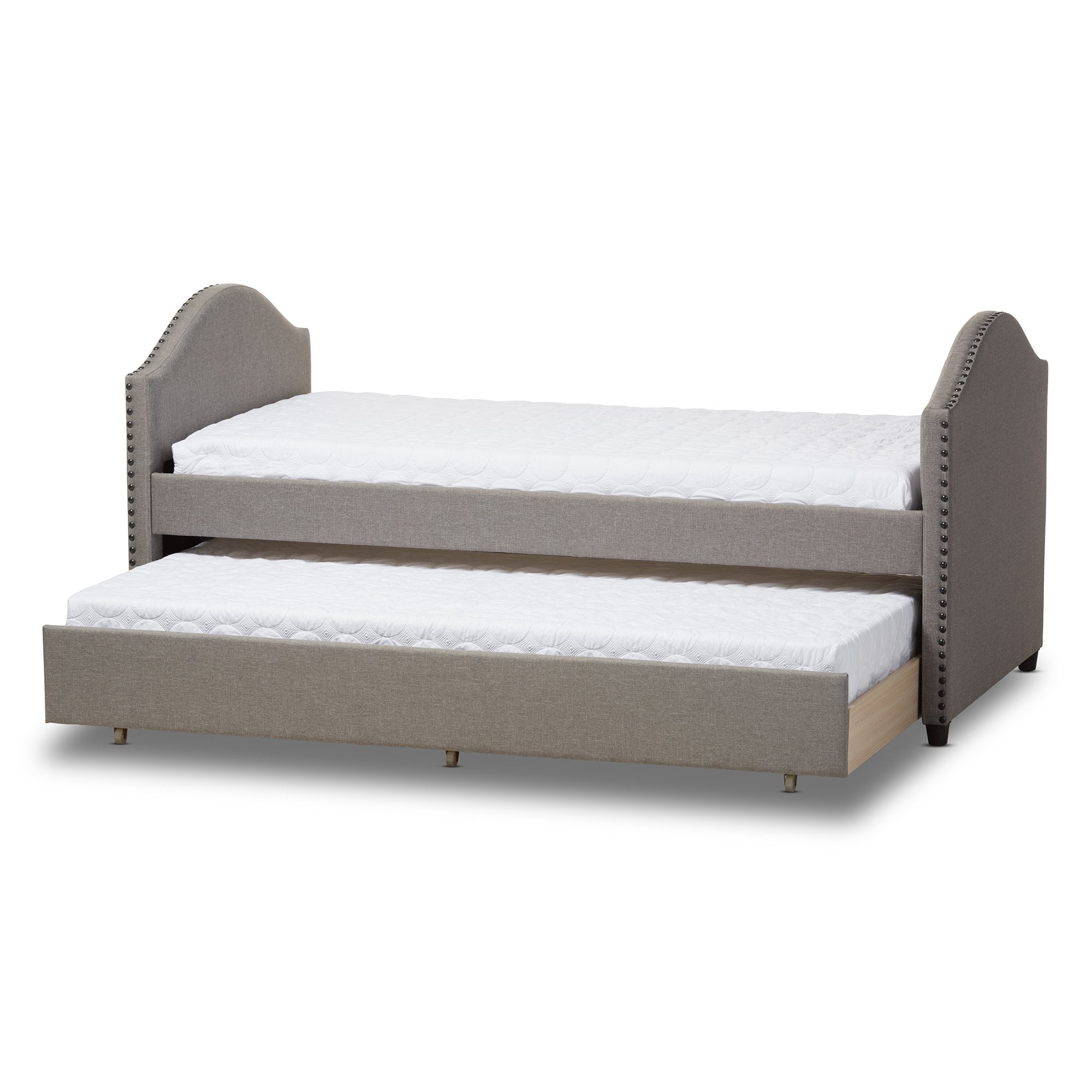 Baxton Studio Alessia Modern and Contemporary Grey Fabric Upholstered Daybed with Guest Trundle Bed