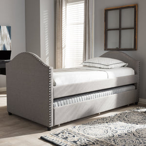 Baxton Studio Alessia Modern and Contemporary Grey Fabric Upholstered Daybed with Guest Trundle Bed