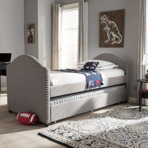 Baxton Studio Alessia Modern and Contemporary Grey Fabric Upholstered Daybed with Guest Trundle Bed