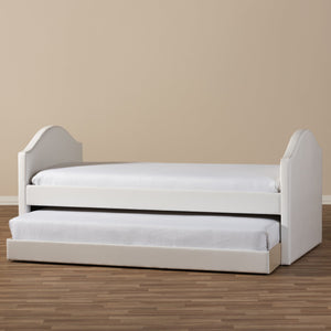 Baxton Studio Alessia White Faux Leather Upholstered Daybed with Guest Trundle Bed