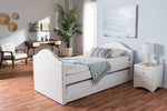 Baxton Studio Alessia White Faux Leather Upholstered Daybed with Guest Trundle Bed