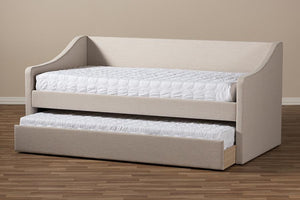 Baxton Studio Barnstorm Modern and Contemporary Beige Fabric Upholstered Daybed with Guest Trundle Bed