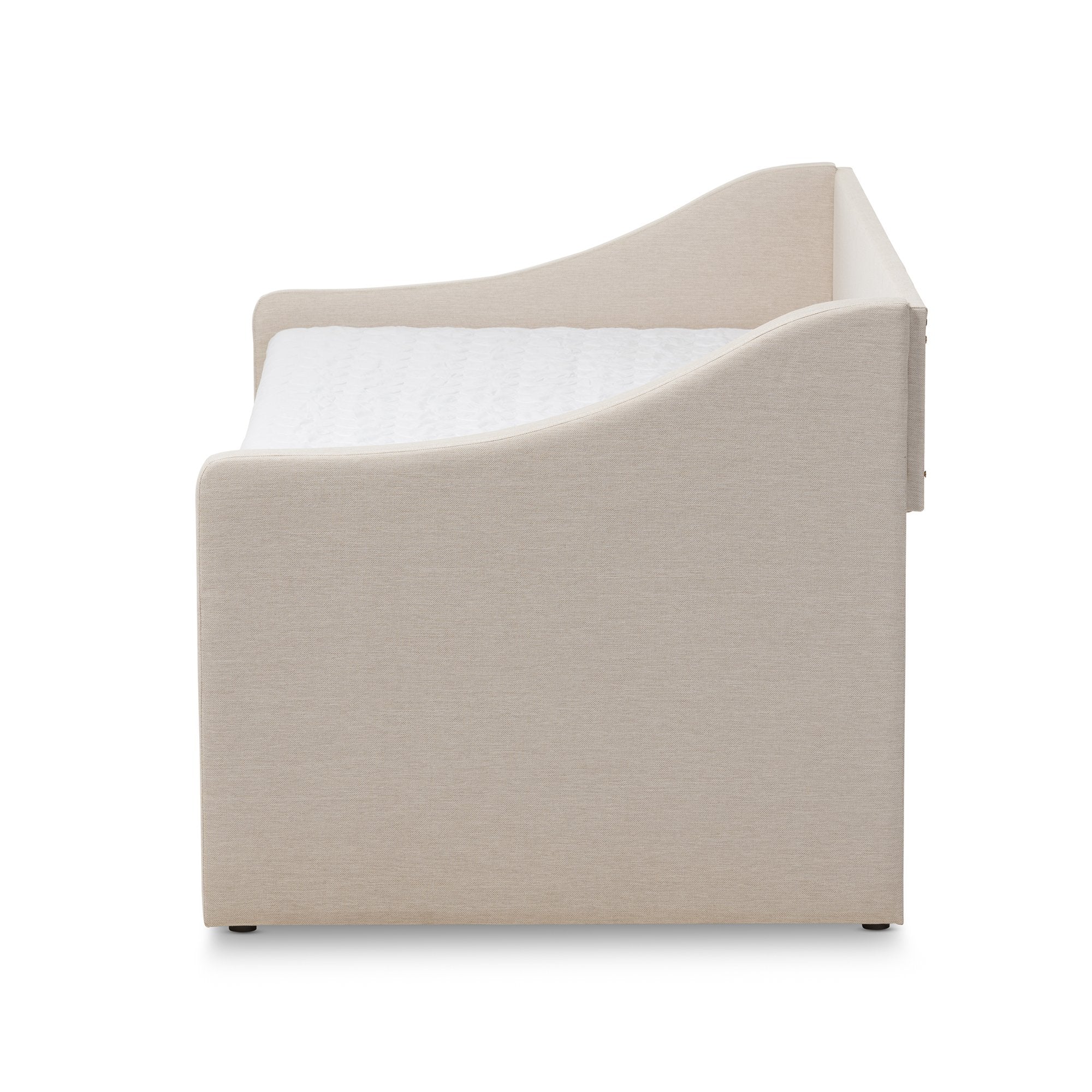 Baxton Studio Barnstorm Modern and Contemporary Beige Fabric Upholstered Daybed with Guest Trundle Bed