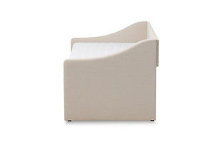 Baxton Studio Barnstorm Modern and Contemporary Beige Fabric Upholstered Daybed with Guest Trundle Bed