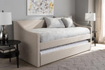 Baxton Studio Barnstorm Modern and Contemporary Beige Fabric Upholstered Daybed with Guest Trundle Bed