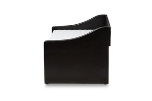 Baxton Studio Barnstorm Modern and Contemporary Black Faux Leather Upholstered Daybed with Guest Trundle Bed