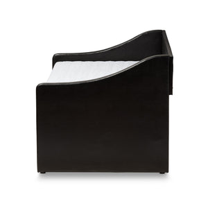 Baxton Studio Barnstorm Modern and Contemporary Black Faux Leather Upholstered Daybed with Guest Trundle Bed