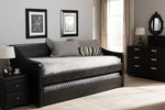 Baxton Studio Barnstorm Modern and Contemporary Black Faux Leather Upholstered Daybed with Guest Trundle Bed