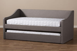 Baxton Studio Barnstorm Modern and Contemporary Grey Fabric Upholstered Daybed with Guest Trundle Bed