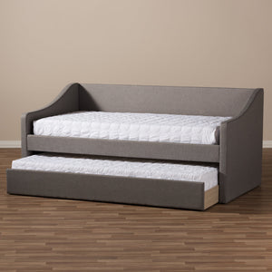 Baxton Studio Barnstorm Modern and Contemporary Grey Fabric Upholstered Daybed with Guest Trundle Bed