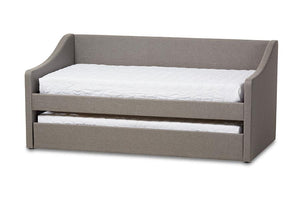 Baxton Studio Barnstorm Modern and Contemporary Grey Fabric Upholstered Daybed with Guest Trundle Bed