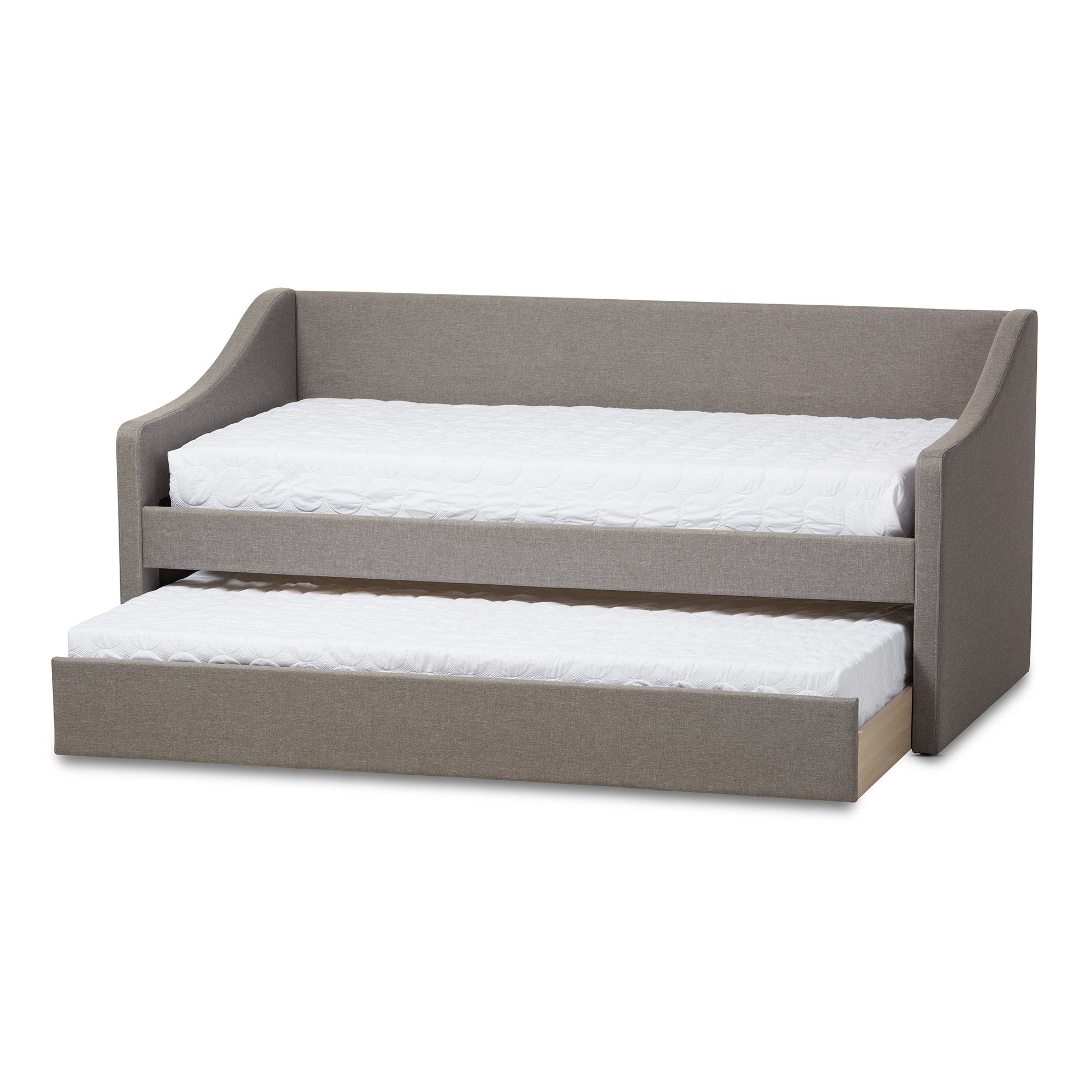 Baxton Studio Barnstorm Modern and Contemporary Grey Fabric Upholstered Daybed with Guest Trundle Bed