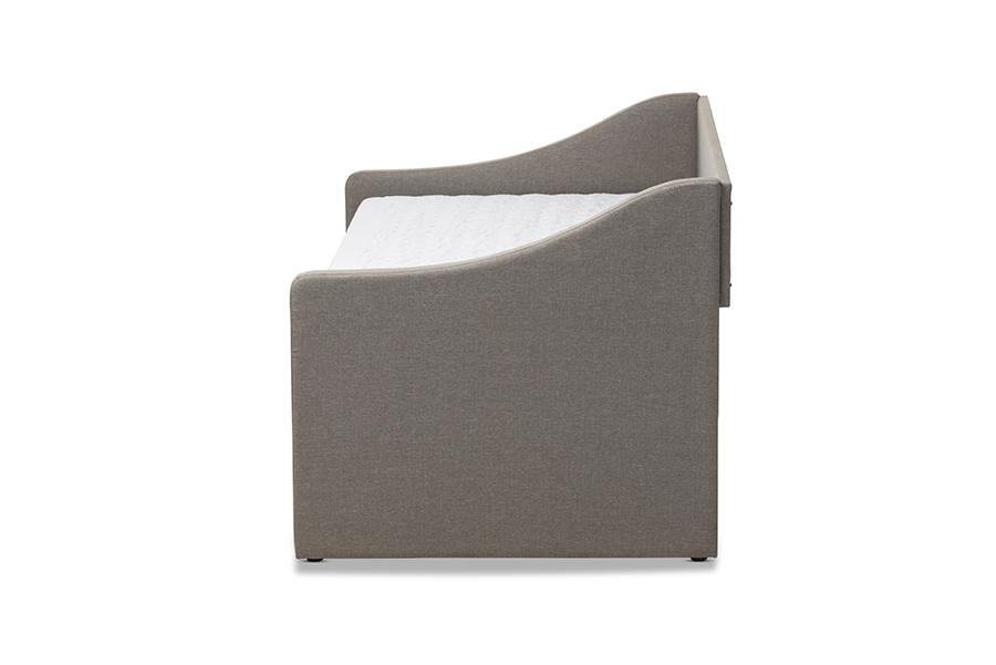 Baxton Studio Barnstorm Modern and Contemporary Grey Fabric Upholstered Daybed with Guest Trundle Bed