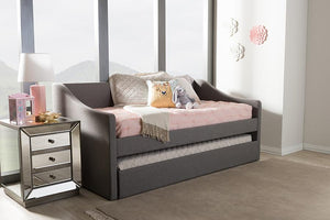 Baxton Studio Barnstorm Modern and Contemporary Grey Fabric Upholstered Daybed with Guest Trundle Bed