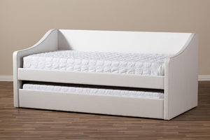 Baxton Studio Barnstorm Modern and Contemporary White Faux Leather Upholstered Daybed with Guest Trundle Bed