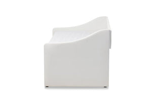 Baxton Studio Barnstorm Modern and Contemporary White Faux Leather Upholstered Daybed with Guest Trundle Bed